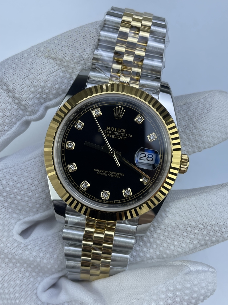(준비완료/특급배송)NO.3084/롤렉스 데이저스트 126333 41미리 옐로우 골드 콤비 블랙 다이아 QP공장