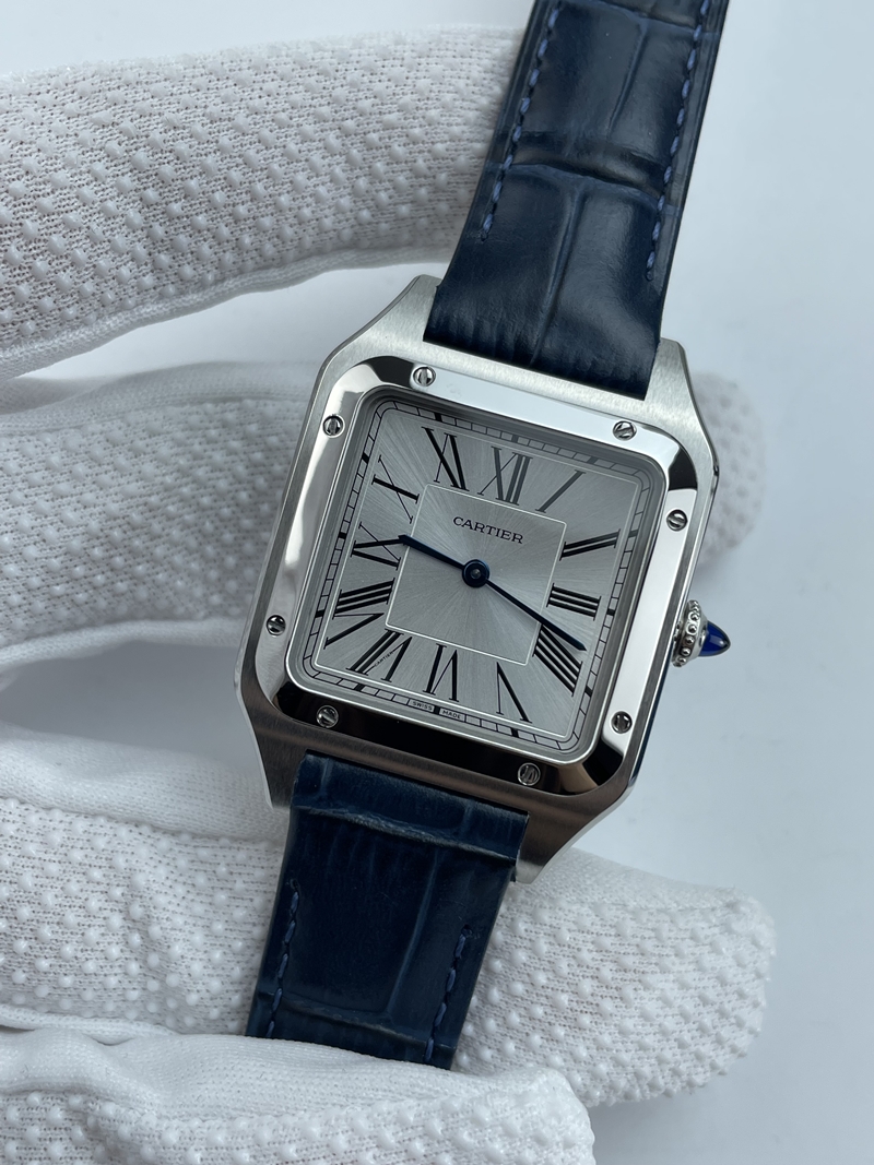 (준비완료/특급배송)NO.3464/AF공장 산토스31MM 실버다이얼 블루악어가죽스트랩